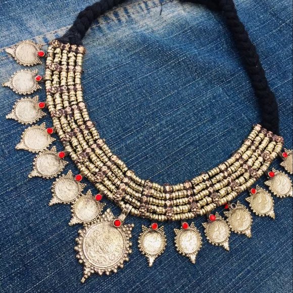 Mala And Choker Set, Coins Jewelry Set, Antique Jewelry, Tribal Jewelry, - Picture 2 of 8